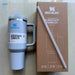 light blue stanley tumbler cup with straw