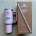 light pink stanley tumbler cup with straw