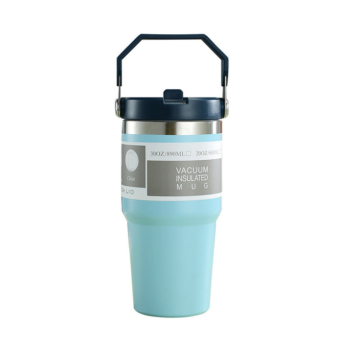 Hot or Cold Drink Tumbler Cup With Handle & Flip Straw
