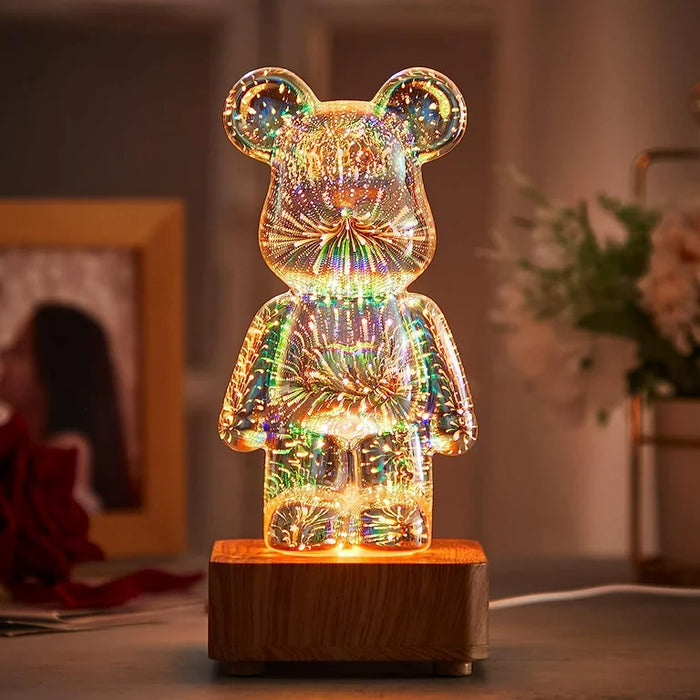 3D Bear Firework Lamp - Color Changing LED Night Light Home Decor