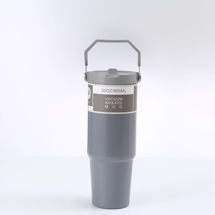 grey tumbler cup with handle lid