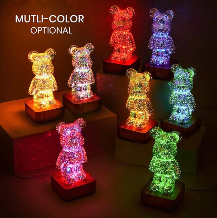 3D Bear Firework Lamp - Color Changing LED Night Light Home Decor