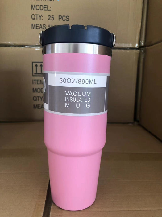 pink tumbler cup with handle lid