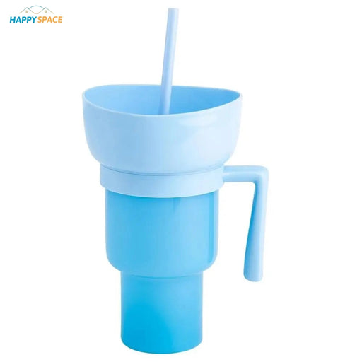 Light Blue Drink & Snack Bowl with Straw
